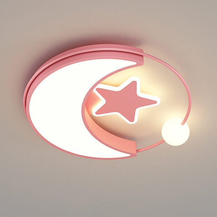 Zeitgenössische kreative Mond-Stern-Eisen-Acryl-LED-Deckenleuchte für das Schlafzimmer 