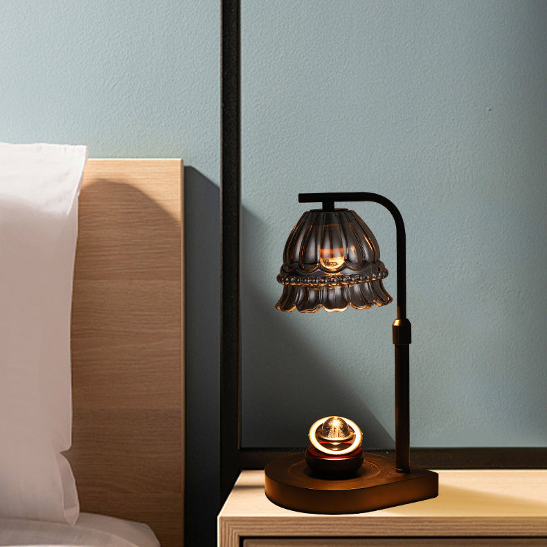 Moderne Art Deco Blume Typ Holz Glas 1-Licht Schmelzen Wachs Tisch Lampe Für Schlafzimmer 