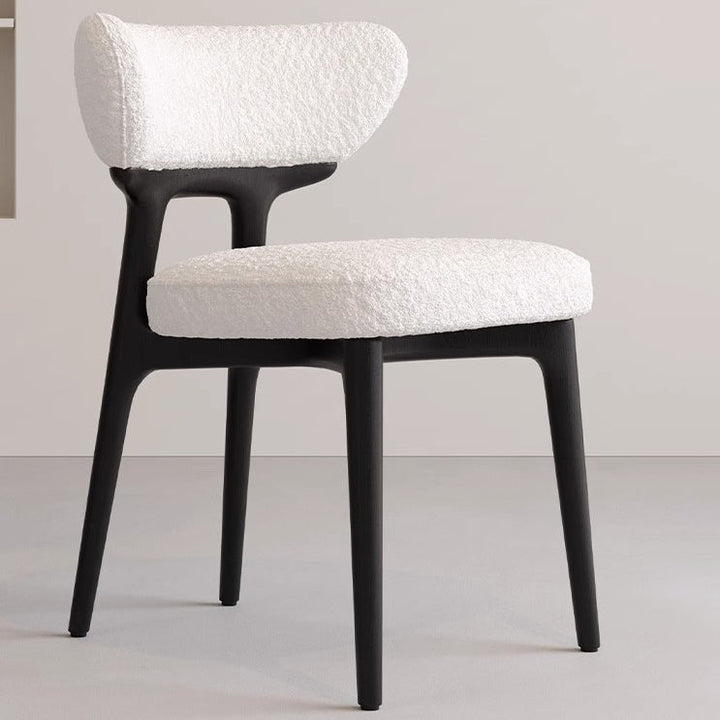Modern Minimalist Square Sherpa Fabric Microfiber Leather Ash Foam Dining Chair Backrest For Dining Room
