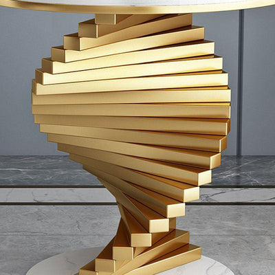 Table basse contemporaine ronde en marbre et métal pour salon 