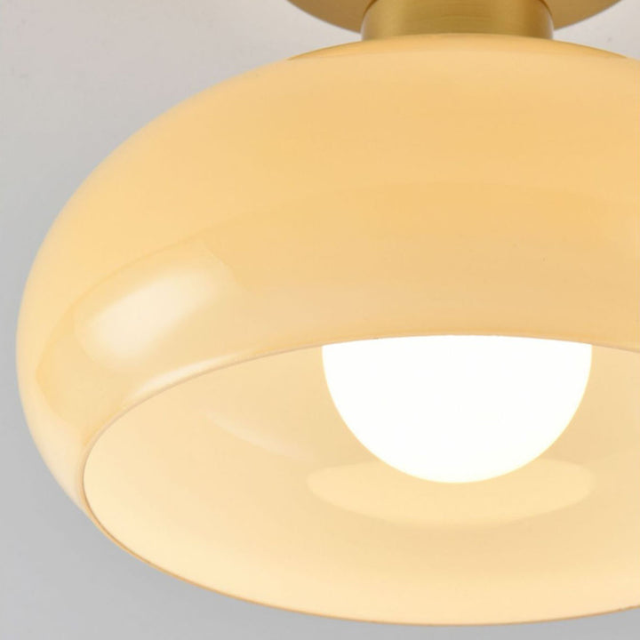 Moderne Einfachheit Runde Hardware Glas 1-Licht Semi-Flush Mount Deckenleuchte für das Schlafzimmer 