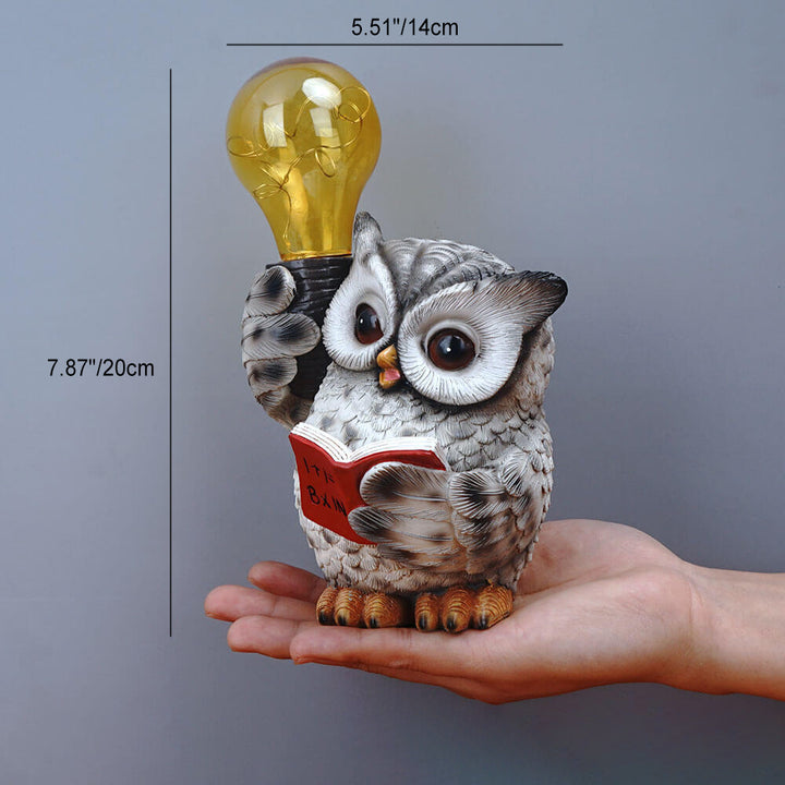 Lampe de table à LED en résine de hibou solaire décoratif moderne 