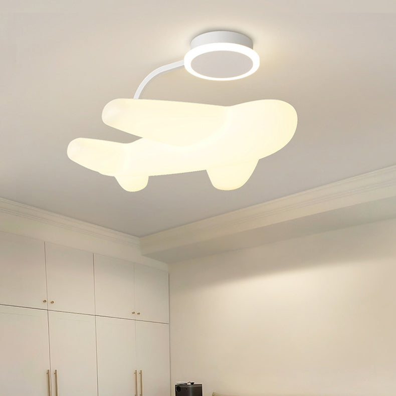 Moderne Einfachheit Kinder Eisen PE Flugzeug LED Semi-Flush Mount Deckenleuchte für Schlafzimmer 