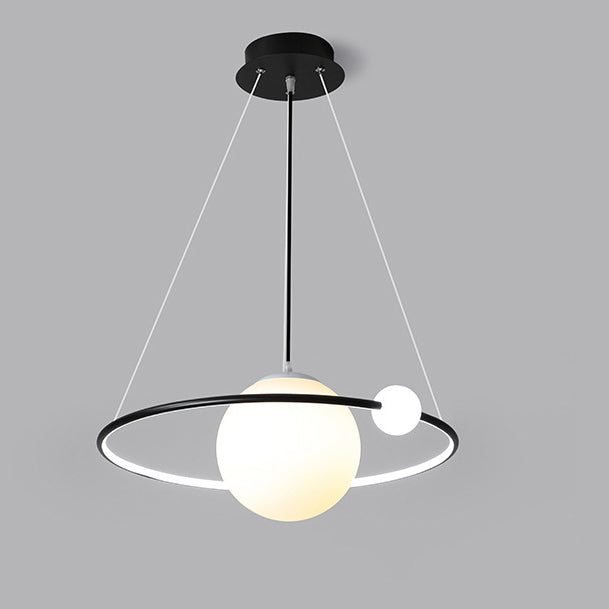 Lustre LED en forme de cercle minimaliste moderne en fer, silicone et aluminium pour salon 