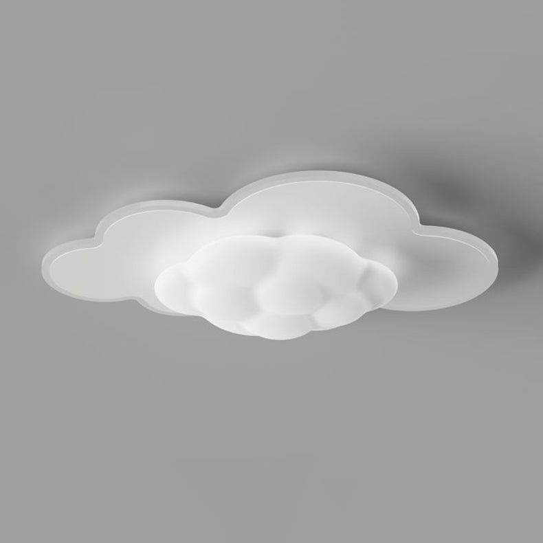Modern Art Deco Cream Clouds Plastic Iron LED Flush Mount Ceiling Light For Living Room
