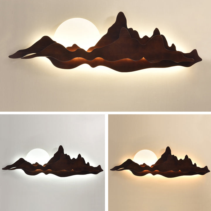 Moderne Art Deco Runde Berg Geformt Holz Acryl LED Wand Leuchte Lampe Für Wohnzimmer 