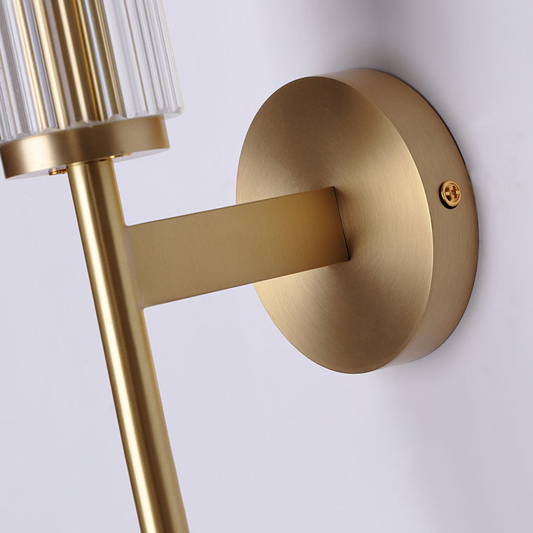 Moderne Luxus Messing Glas Zylinder 1-Licht Wandleuchte Lampe für Schlafzimmer 