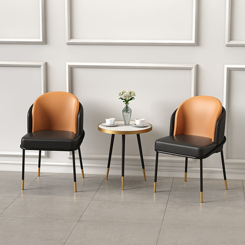 Contemporary Nordic PU Leather Fabric Iron Sponge Square Wraparound Dining Chair Backrest For Living Room