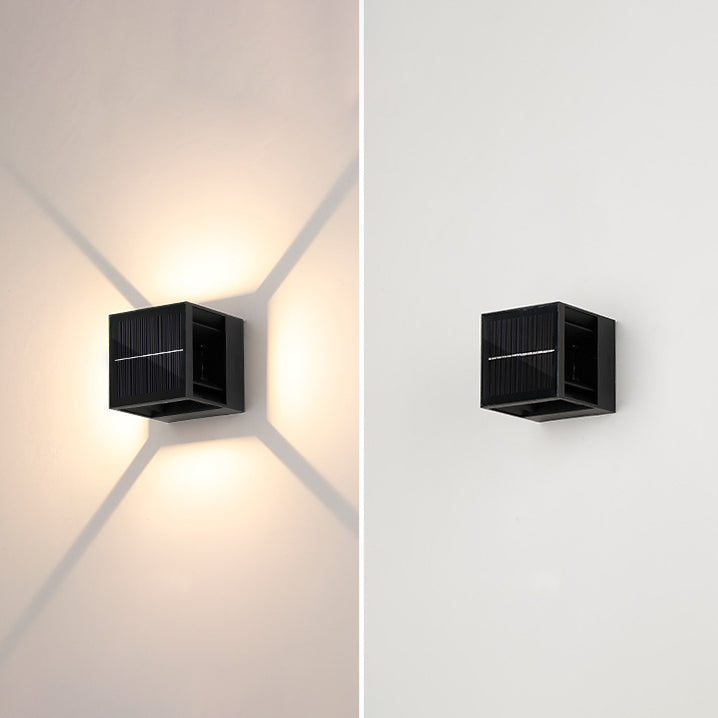 Zeitgenössische Einfachheit ABS Quadrat LED Solar Wasserdichte Outdoor Wand Leuchte Lampe Für Garten 