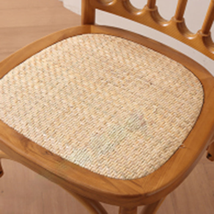 Chaise de salle à manger traditionnelle vintage en rotin rond avec dossier en bois massif 