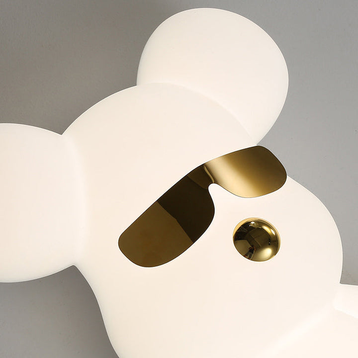 Contemporary Creative Cartoon Animal Bear Shape PE Iron LED Kids Flush Mount Ceiling Light For Bedroom