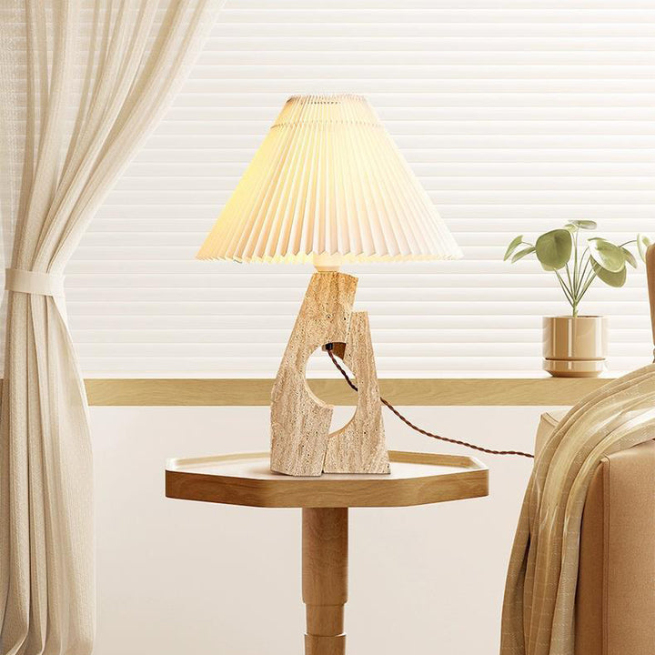 Zeitgenössische kreative Kuppel Stein Stoff 1-Licht Tischlampe für das Studium 