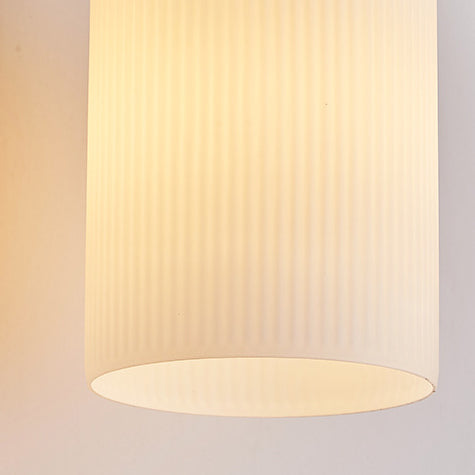 Zeitgenössischer skandinavischer langer Zylinder aus Glas und Holz mit 4 Lichtern, Inselleuchter für Wohnzimmer 
