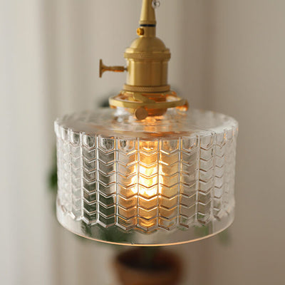 Nordic Vintage Clear Round Drum Copper 1-Light Pendant Light