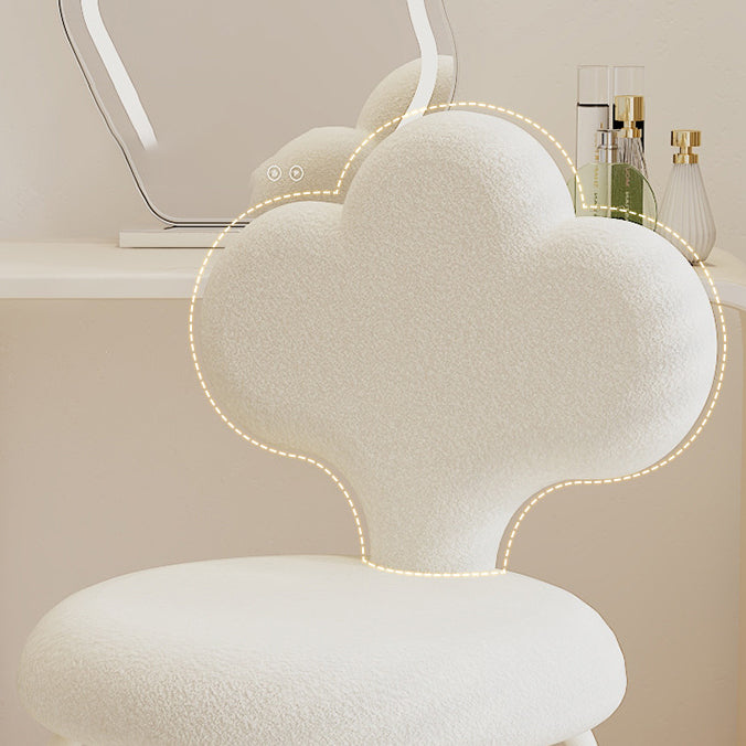Taburete giratorio de tocador contemporáneo de diseño creativo con forma de nube, tapizado en tela sherpa, con respaldo para dormitorio 