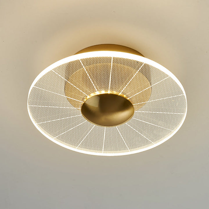 Lustre semi-encastré LED en acrylique à motif géométrique circulaire vertical de luxe contemporain pour salon 
