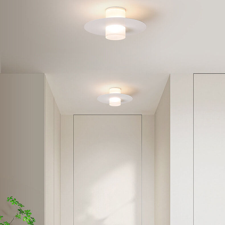 Modern Minimalist Cylindrical Disc Iron Acrylic LED Semi-Flush Mount Ceiling Light