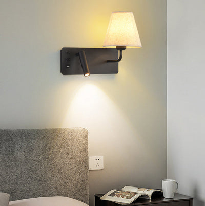 Moderne Einfachheit Eisen Aluminium Stoff Kegel 1-Licht Wandleuchte Lampe für Schlafzimmer 