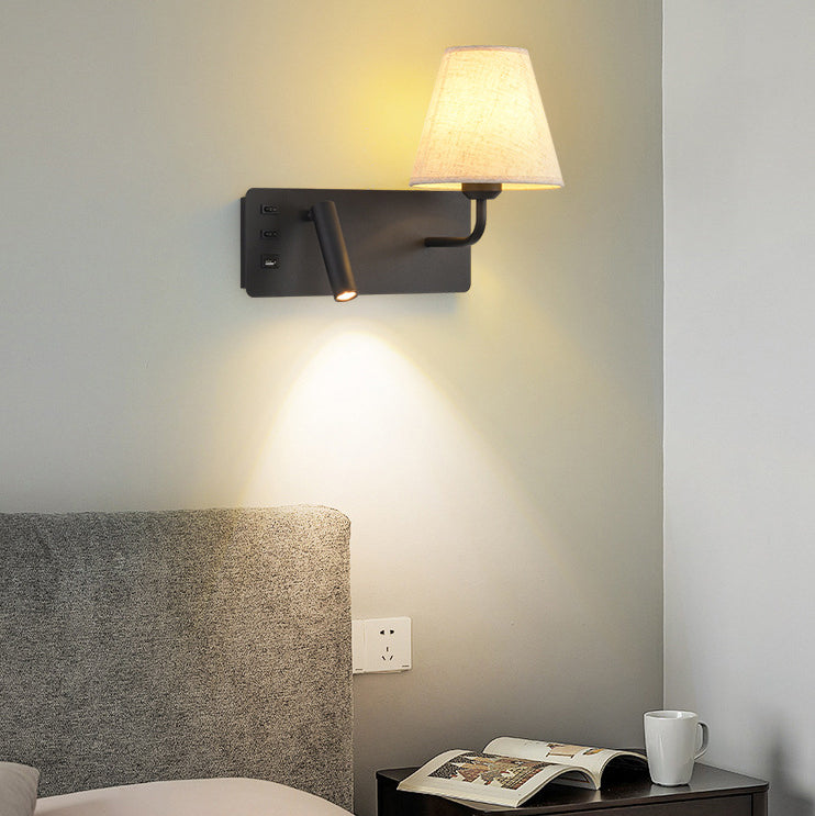 Moderne Einfachheit Eisen Aluminium Stoff Kegel 1-Licht Wandleuchte Lampe für Schlafzimmer 
