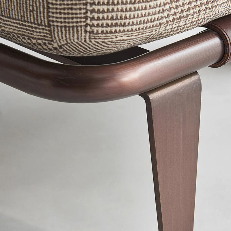 Cojín rectangular moderno de lujo de algodón y lino, cuero sintético tipo silla de montar y respaldo decorativo de acero inoxidable para silla de acento de sala de estar 