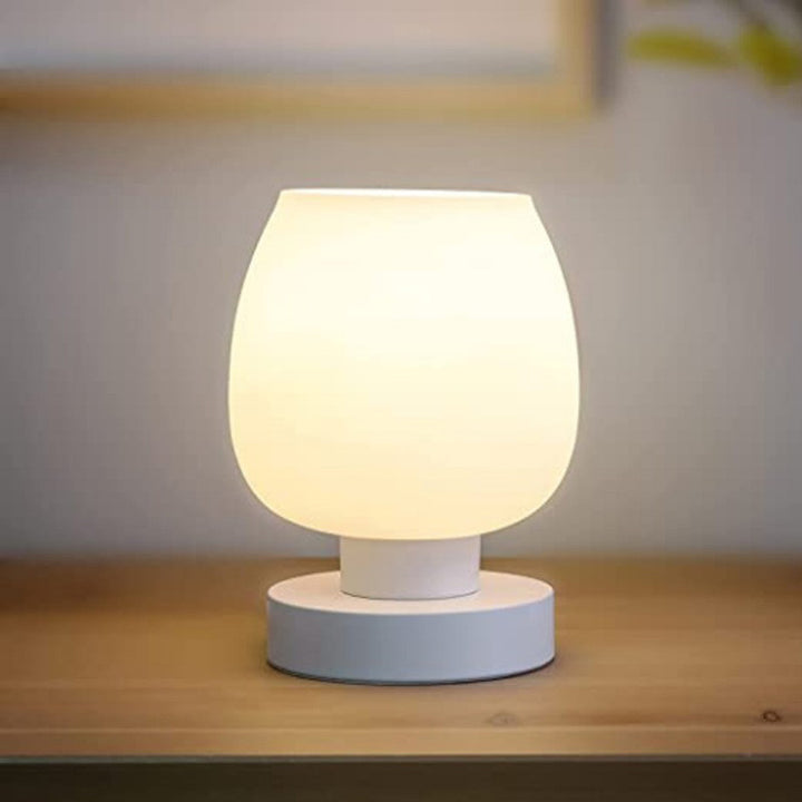 Moderne minimalistische flache runde Glaseisen 1-Licht Tischlampe für Wohnzimmer 