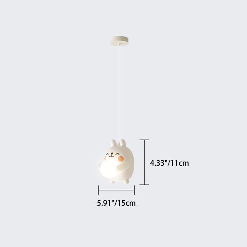 مصباح معلق للأطفال بتصميم آرت ديكو الحديث من الحديد والأكريليك على شكل أرنب LED لغرفة النوم 