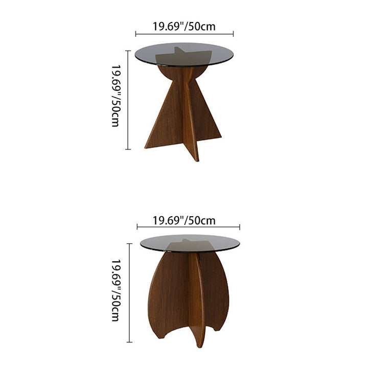 Table d'appoint en verre contemporain nordique à pieds croisés en bois de pin pour salon 