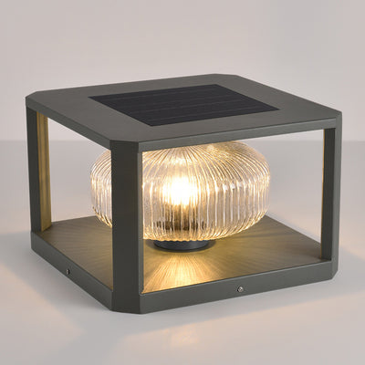 Modern Simplicity Solar étanche en acier inoxydable aluminium verre cube boule 1-lumière éclairage paysager lumière extérieure pour patio extérieur 