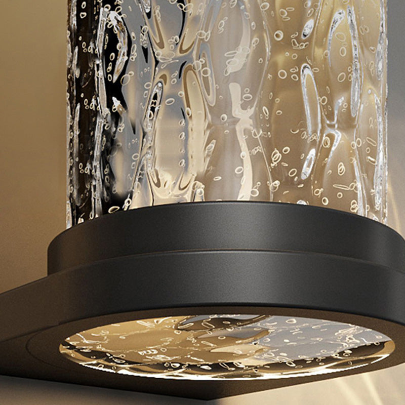 Lampe applique murale LED cylindrique en verre inoxydable solaire étanche de luxe moderne pour patio extérieur 