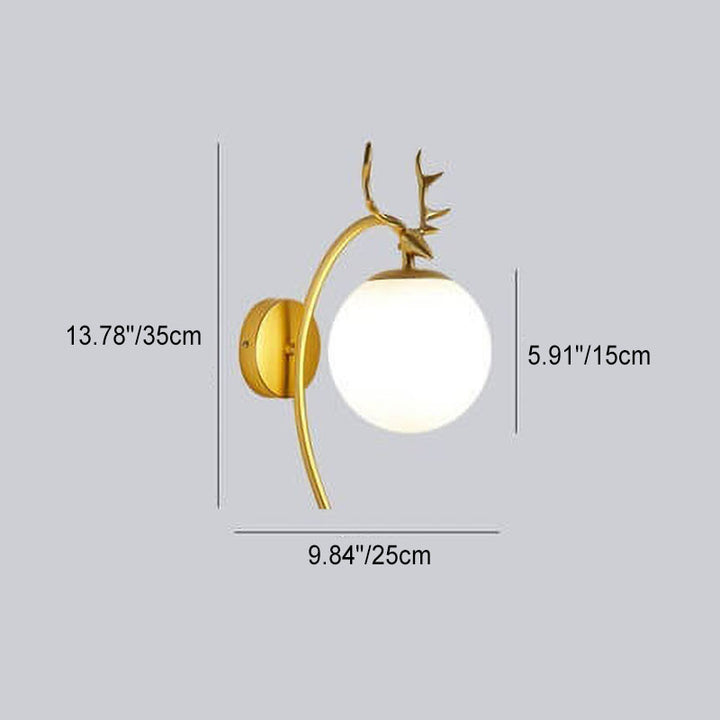 Nordic Light Luxus Eisen Geweih Globus Glas 1-Licht Wandleuchte 