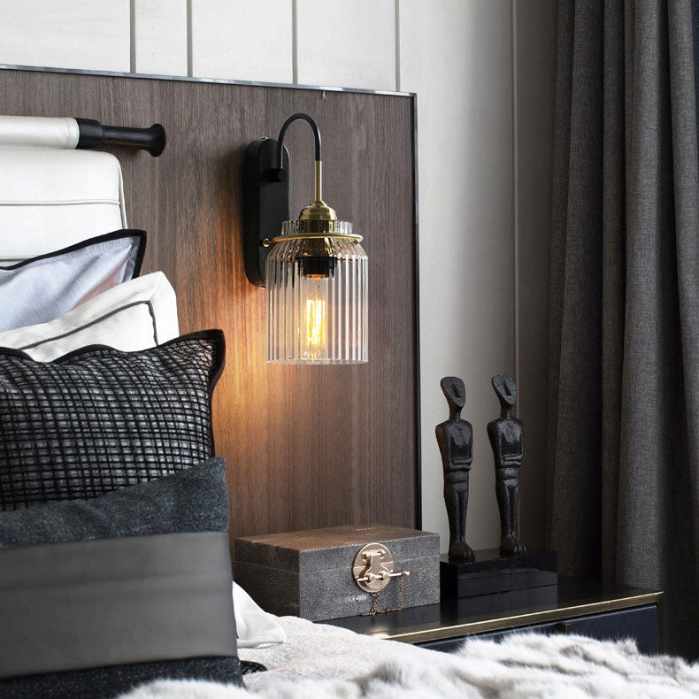 Cilindro de Lujo Moderno de Hierro y Vidrio con 1 Luz para Dormitorio 