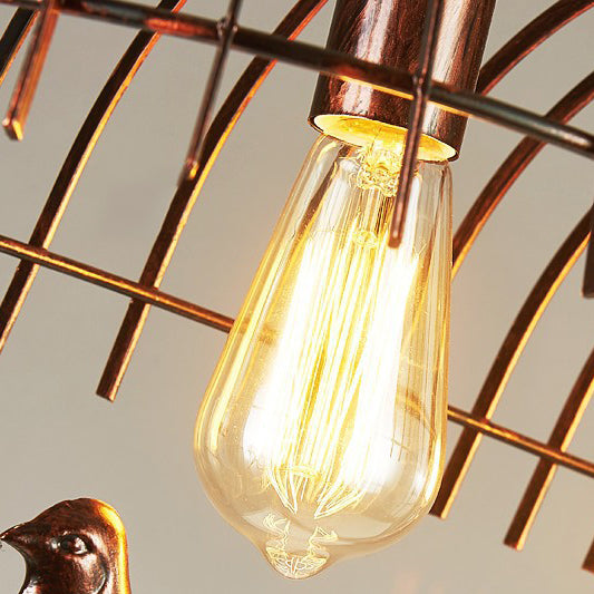 Jaula de pájaros retro contemporánea de hierro con candelabro de 4 luces para comedor 