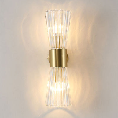 Lámpara de Aplique de Pared Contemporánea de Lujo con Cristal Acanalado Luminosa de 2 Luces para Dormitorio 