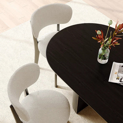 Silla de comedor sin brazos contemporánea de simplicidad redonda con respaldo de marco de madera de terciopelo suave para comedor 