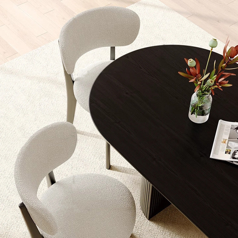 Silla de comedor sin brazos contemporánea de simplicidad redonda con respaldo de marco de madera de terciopelo suave para comedor 