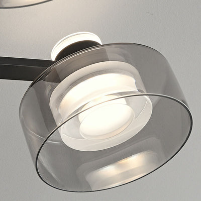 Moderne minimalistische runde Kupfer Acrylglas LED Semi-Flush Mount Deckenleuchte für Wohnzimmer 