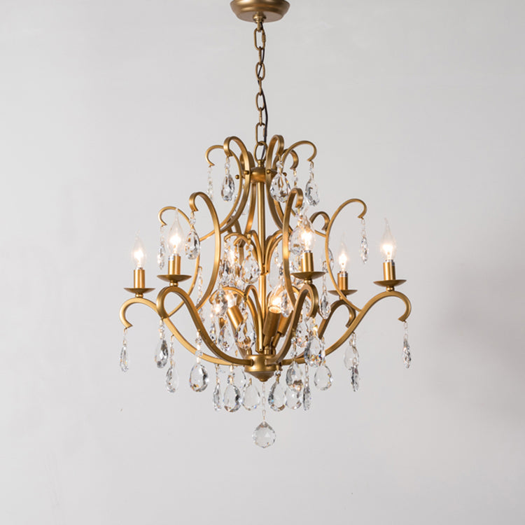 Chandelier traditionnel français avec cadre rond en cristal et fer, 5/9/12 lumières pour salon 