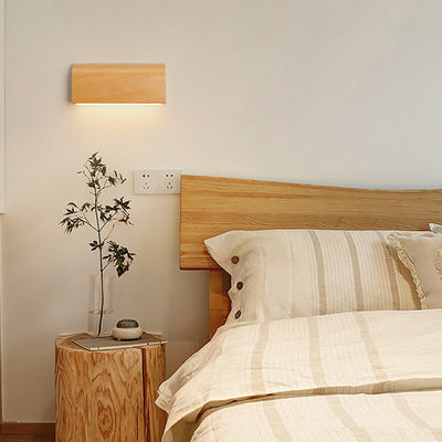 Applique murale LED avec abat-jour rectangulaire en aluminium imitation bois traditionnel japonais pour chambre 
