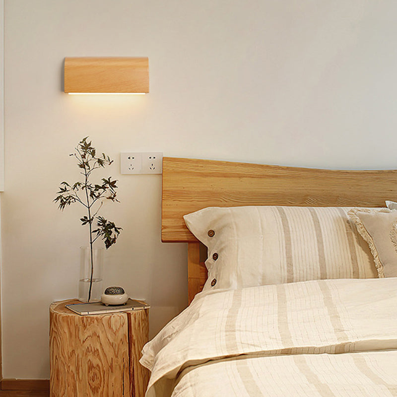 Applique murale LED avec abat-jour rectangulaire en aluminium imitation bois traditionnel japonais pour chambre 
