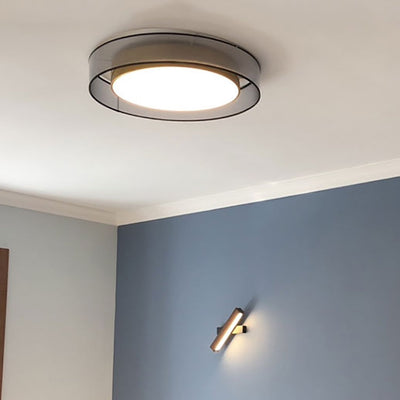 Zeitgenössische nordische Eisen-Messing-Acryl-runde LED-Unterputz-Deckenleuchte für Wohnzimmer 
