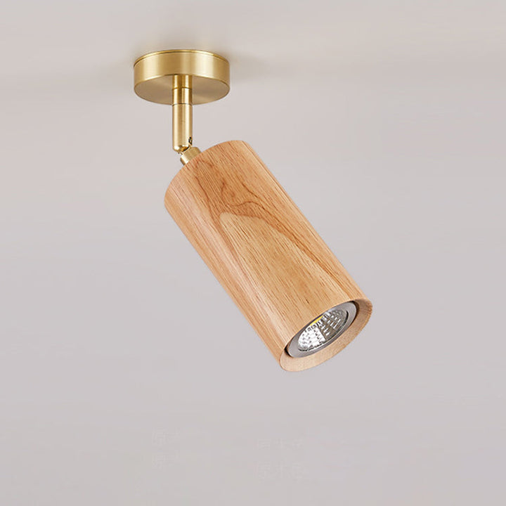 Plafonnier semi-encastré LED en bois de fer cylindrique chinois traditionnel pour salon 