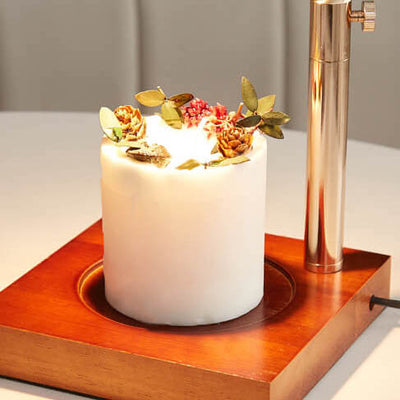 Modern Simplicity Iron Glass Flower Shape 1-Light Melting Wax Table Lamp For Bedroom