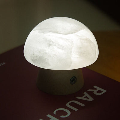 Nordic Creative Mushroom Ore Wood Base LED USB Table Lamp