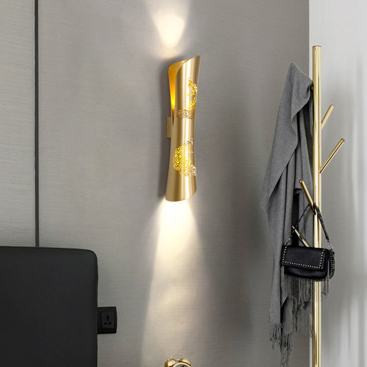 Lámpara Aplique de Pared de 2 Luces de Tubo Largo de Acero Inoxidable Vintage Tradicional para Dormitorio 