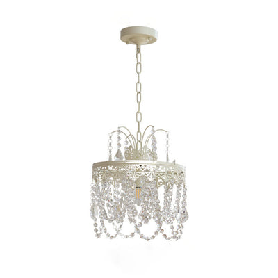 Traditional French Vintage Crystal Round Lamp Beads 1-Light Pendant Light For Bedroom