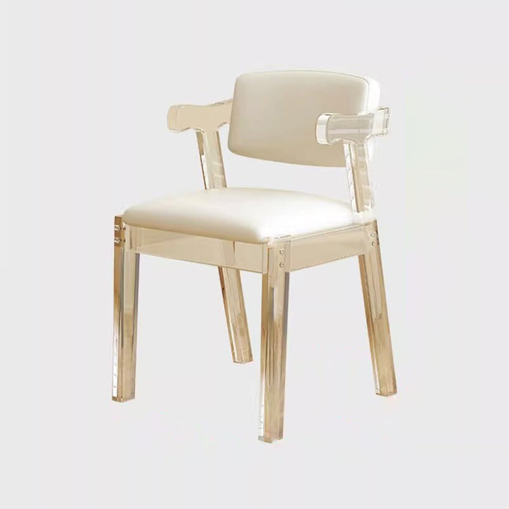 Modern Minimalist Square Microfiber Leather Acrylic Vanity Stool Backrest For Bedroom