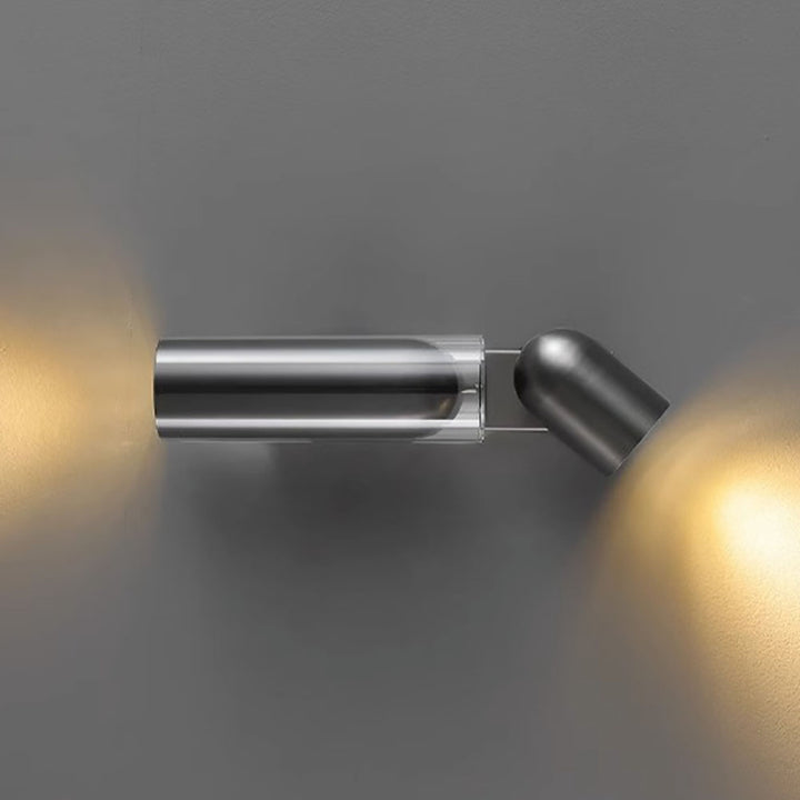 Lampe murale à deux lumières en verre et métal cylindrique rotatif moderne minimaliste pour chambre 