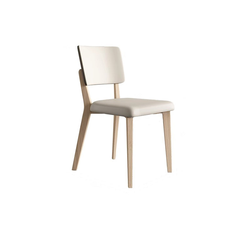 Contemporary Nordic Square PU Leather Ash Wood Frame Dining Chair Backrest For Dining Room