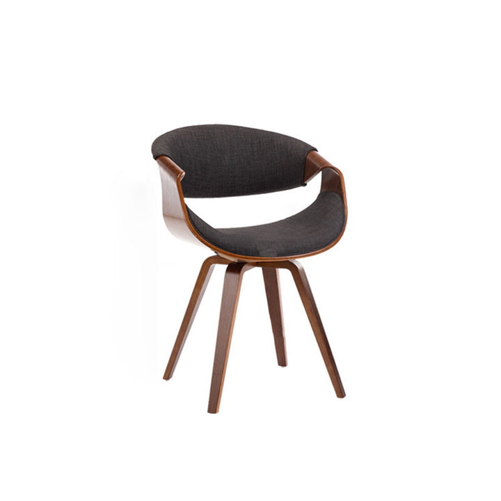 Silla de comedor contemporánea de lujo Arc, de madera contrachapada tapizada en algodón, lino y piel sintética, con respaldo y reposabrazos, para comedor 