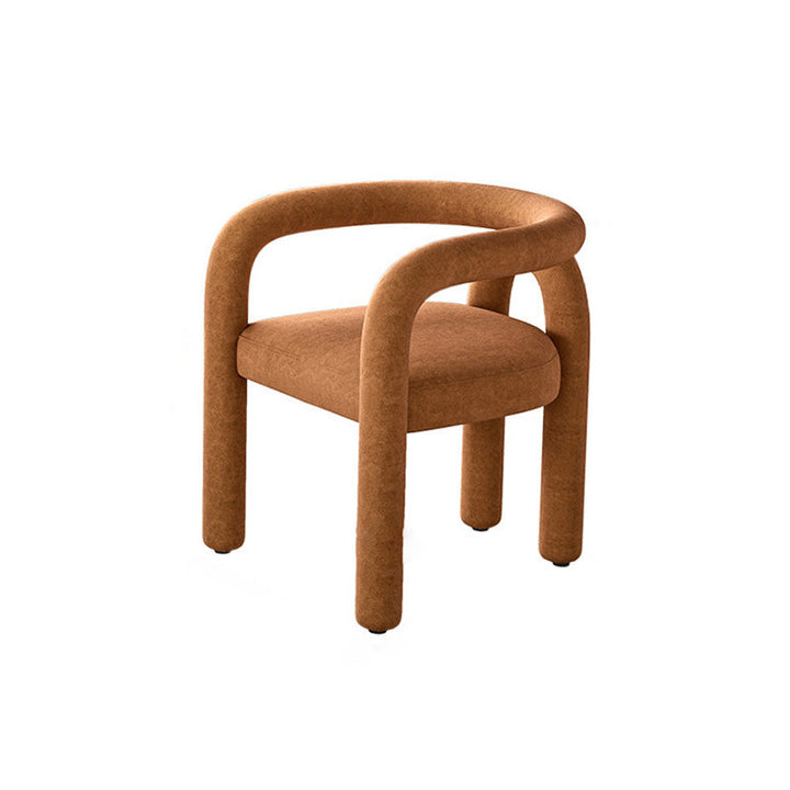 Chaise contemporaine en velours scandinave incurvé avec dossier en acier au carbone pour salon 